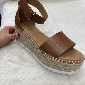 Cognac Espadrille Platform Sandals